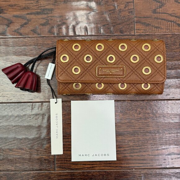 Rare Quilted Marc Jacobs Leather Clutch / Wallet with Rivets